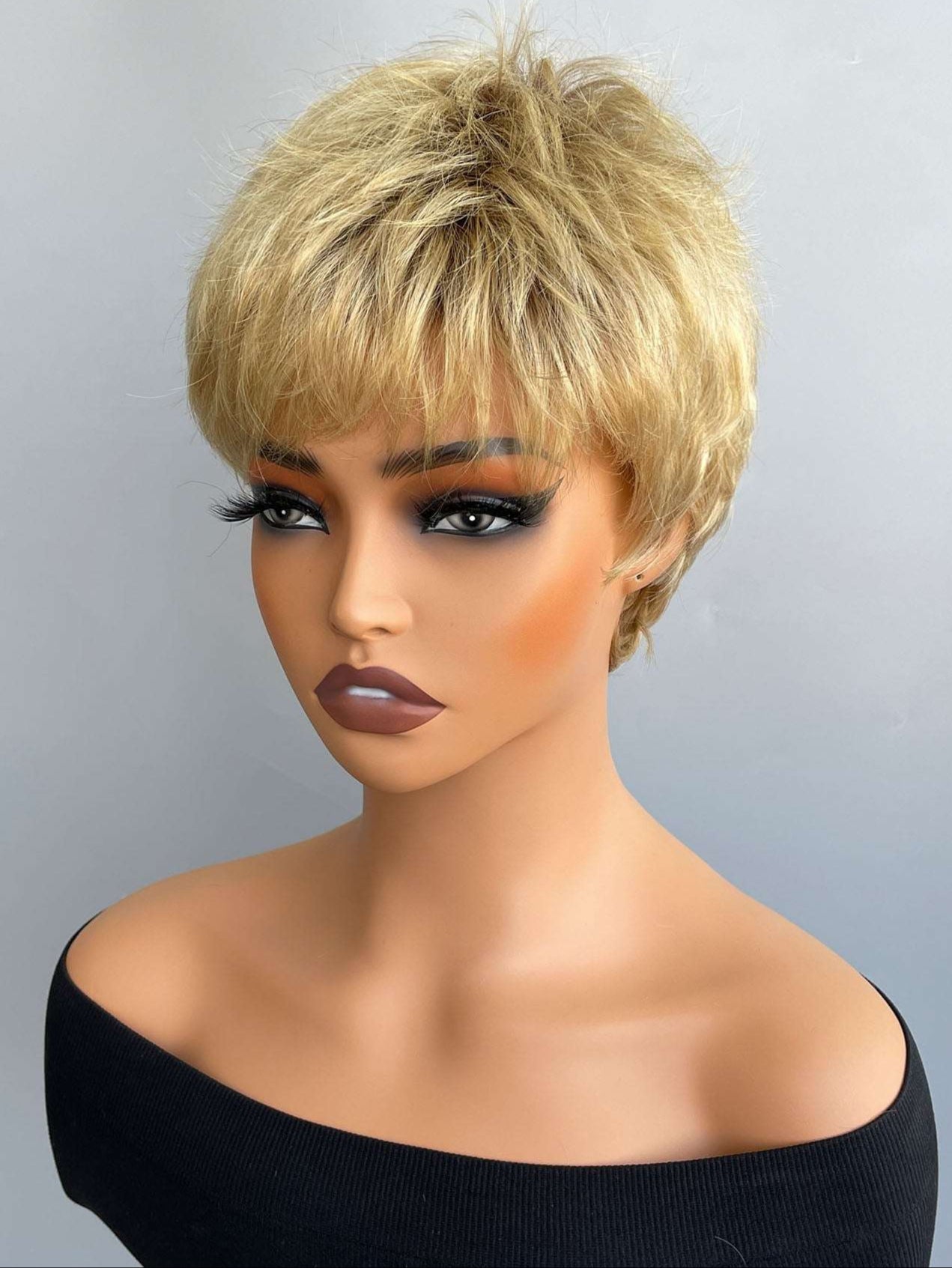 Temu Hot Selling Model Youthful girl multi - colored wig - Fluffy heat - resistant synthetic realistic hair strands