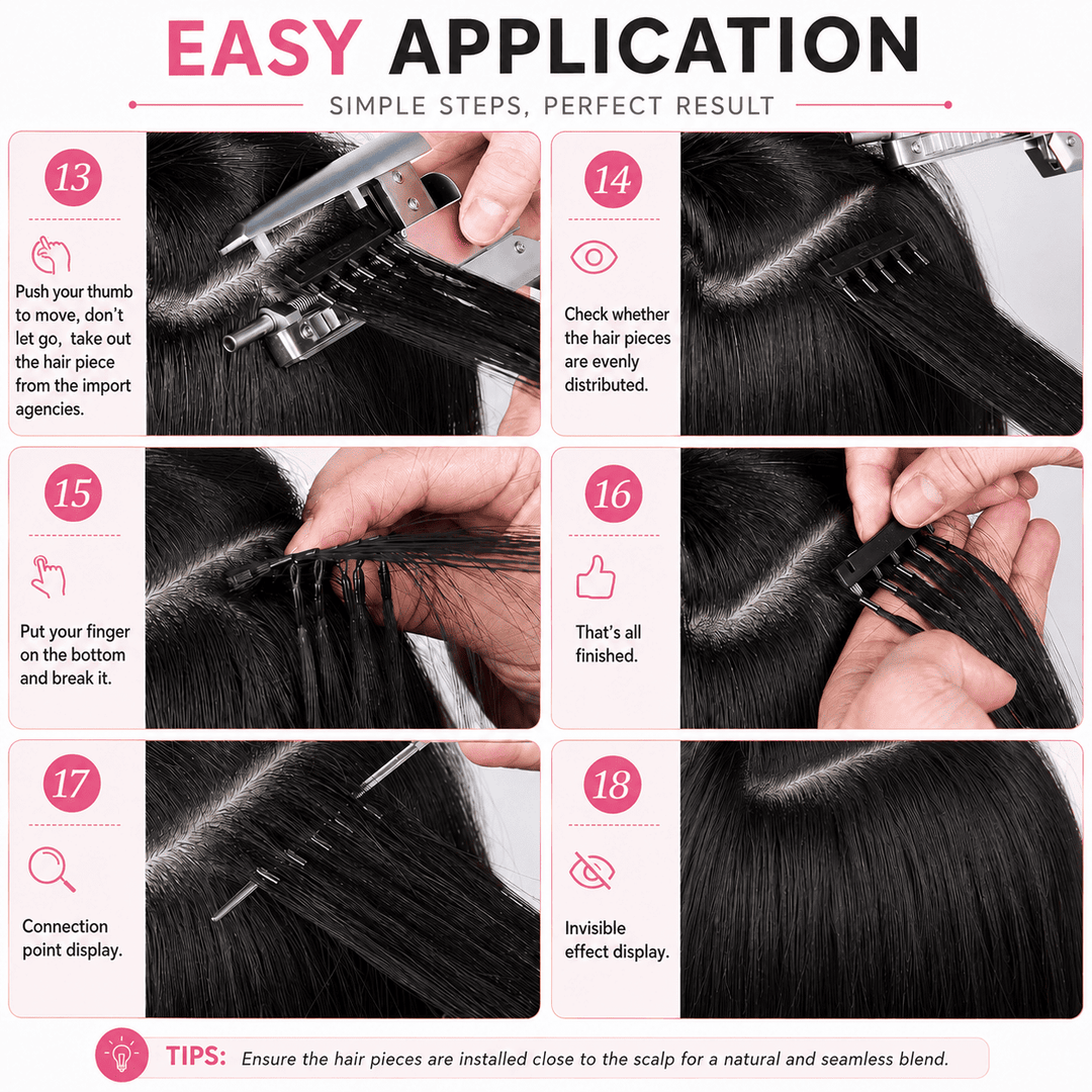 6D Human Hair Extensions 2nd Gen - Real Invisible Seamless No Trace Design,sew in extensions how to Jet Black