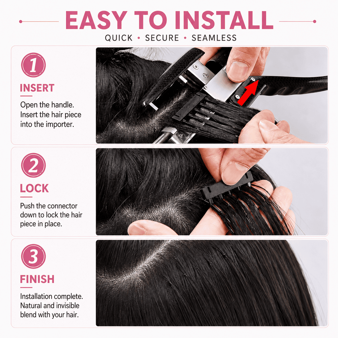 6D Human Hair Extensions 2nd Gen - Real Invisible Seamless No Trace Design,sew in extensions how to Jet Black