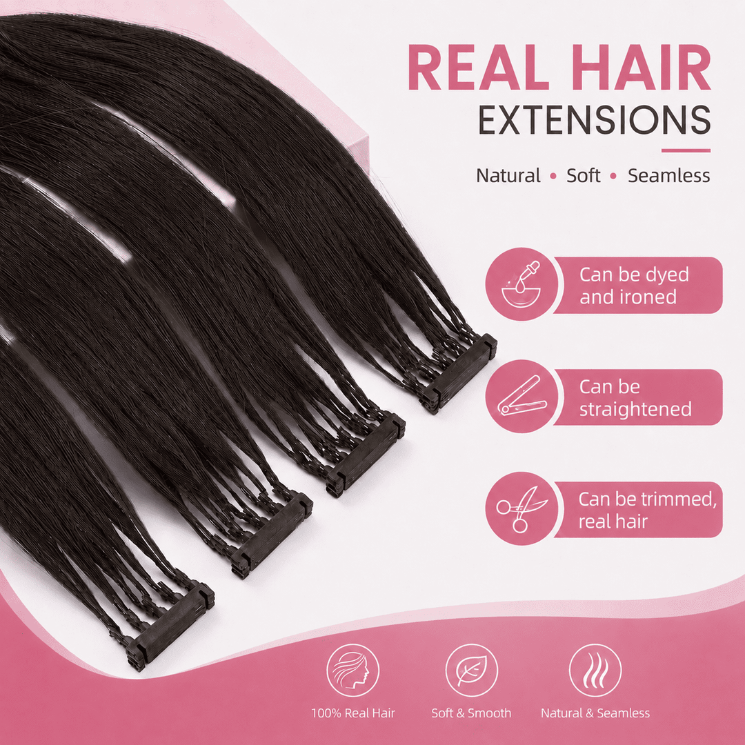6D Human Hair Extensions 2nd Gen - Real Invisible Seamless No Trace Design,sew in extensions how to Natural Black