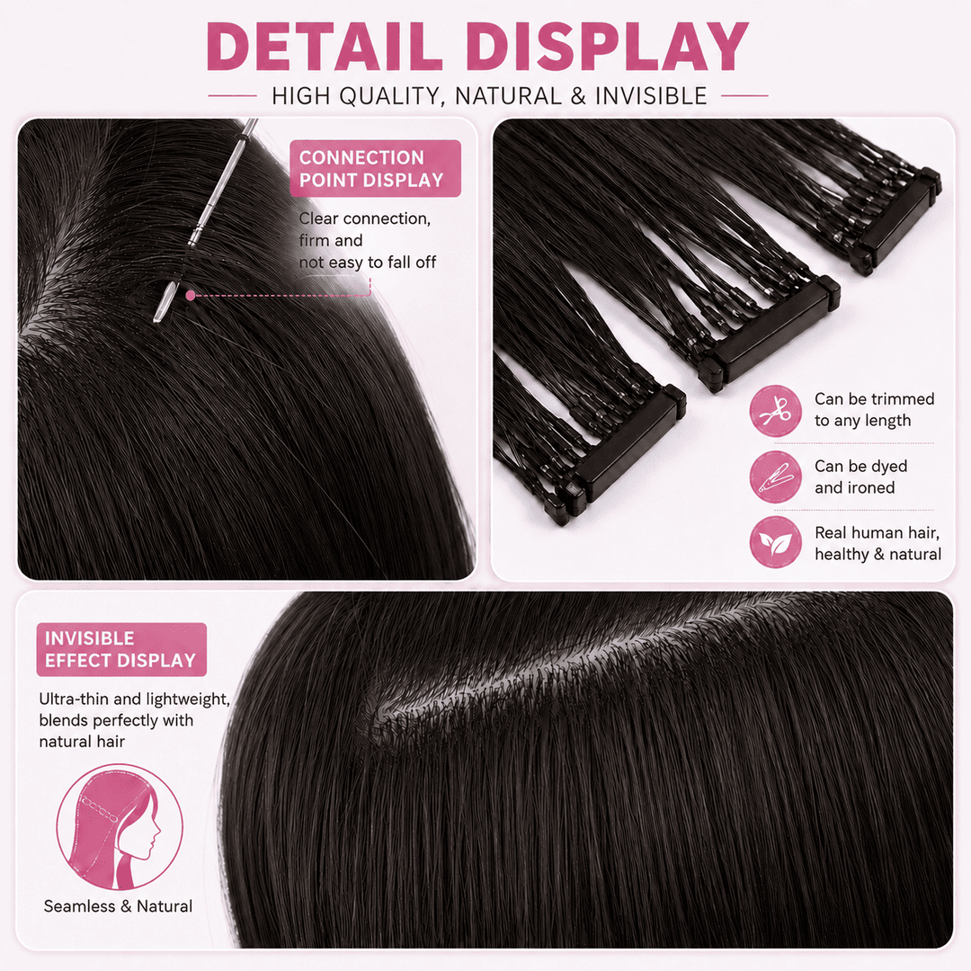 6D Human Hair Extensions 2nd Gen - Real Invisible Seamless No Trace Design,sew in extensions how to Natural Black