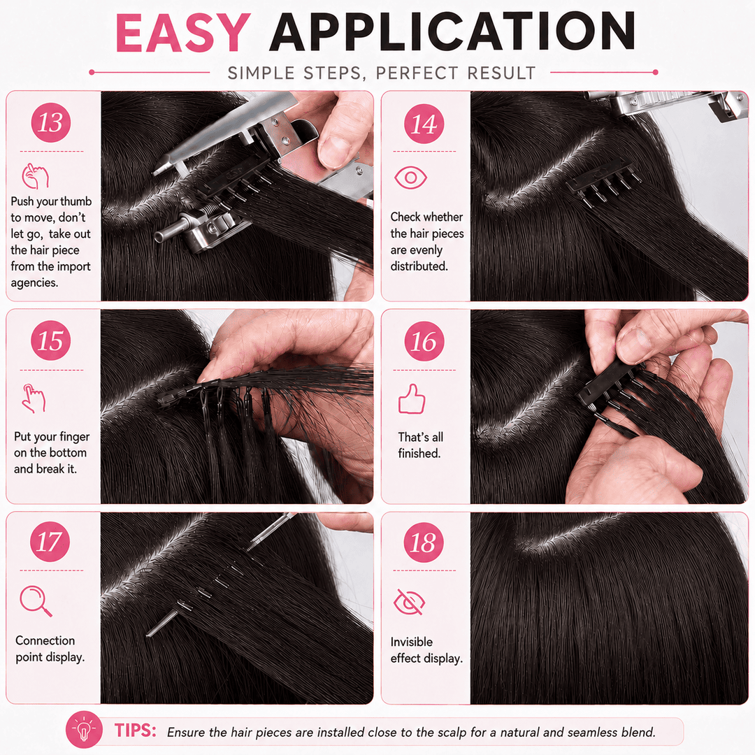 6D Human Hair Extensions 2nd Gen - Real Invisible Seamless No Trace Design,sew in extensions how to Natural Black