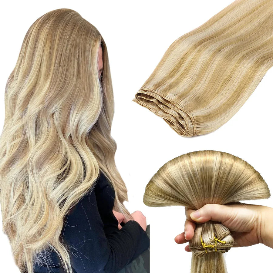 Chocolate Brown / Caramel Blonde Balayage (4/27/4) Weft Hair Extensions 6AAA
