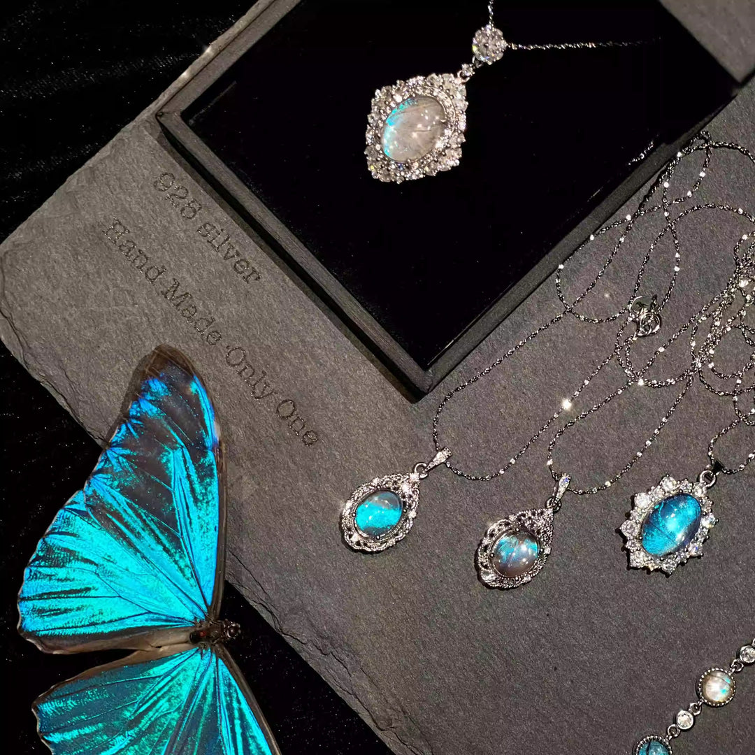 Original Handmade Blue Morpho Butterfly Wing Necklace - Premium Specimen Jewelry, Unique Luxury Birthday Gift for Her