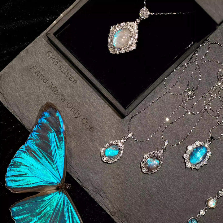 Original Handmade Blue Morpho Butterfly Wing Necklace - Premium Specimen Jewelry, Unique Luxury Birthday Gift for Her
