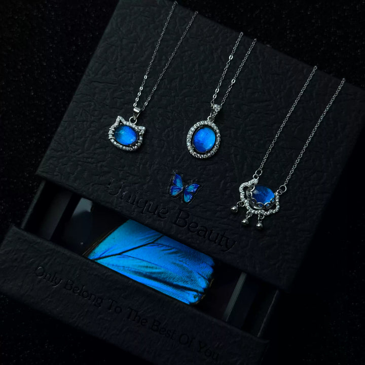 Exquisite S925 Sterling Silver Genuine Blue Morpho Wing Jewelry - Premium Handmade Necklace & Bracelet Gift for Couples and Friends