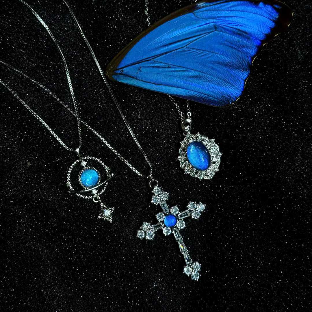 Handmade S925 Sterling Silver Real Blue Morpho Butterfly Wing Necklace - Niche High-End Specimen Pendant Gift for Couples