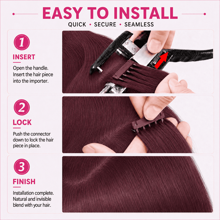 6D Human Hair Extensions 2nd Gen - Real Invisible Seamless No Trace Design,sew in extensions how to Dark Wine