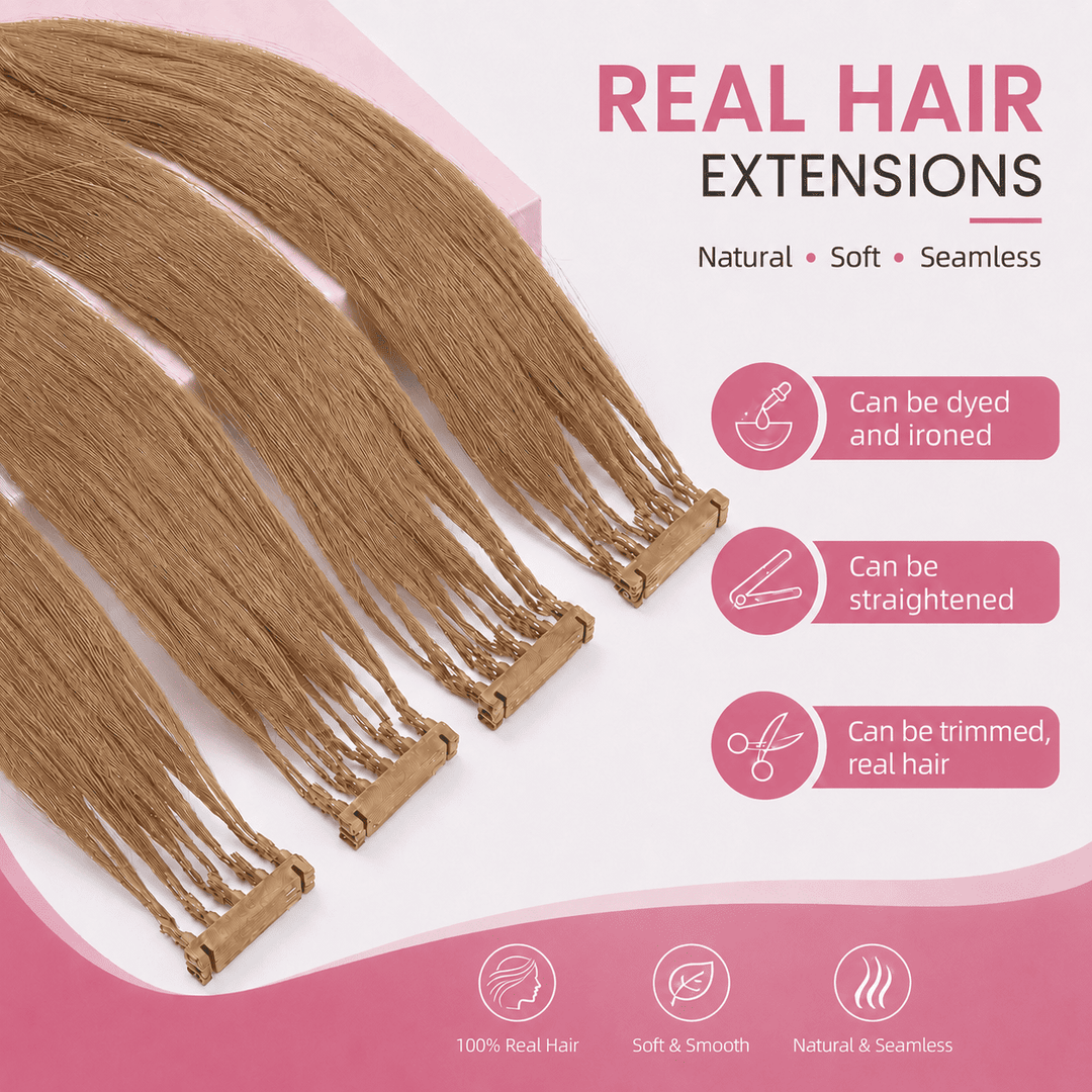 6D Human Hair Extensions 2nd Gen - Real Invisible Seamless No Trace Design,sew in extensions how to Strawberry Blonde