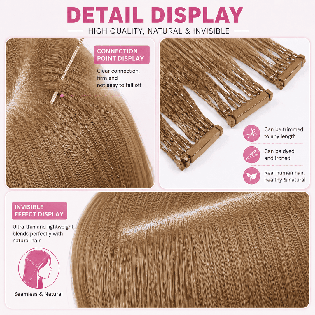 6D Human Hair Extensions 2nd Gen - Real Invisible Seamless No Trace Design,sew in extensions how to Strawberry Blonde