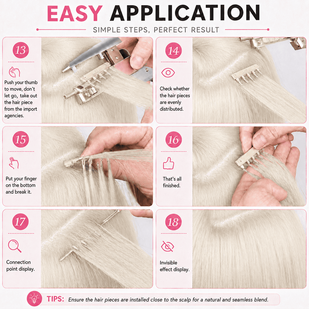 6D Human Hair Extensions 2nd Gen - Real Invisible Seamless No Trace Design,sew in extensions how to White Blonde