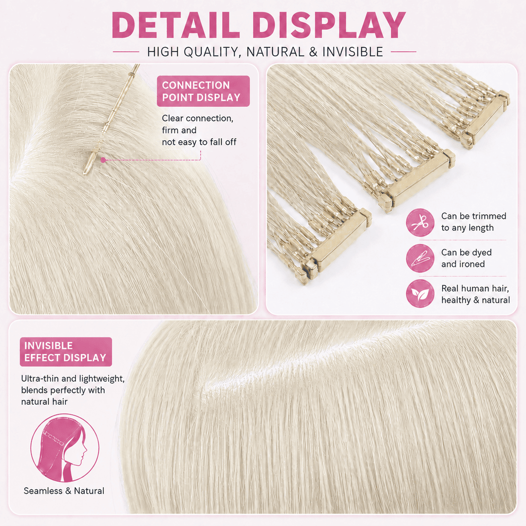 6D Human Hair Extensions 2nd Gen - Real Invisible Seamless No Trace Design,sew in extensions how to White Blonde