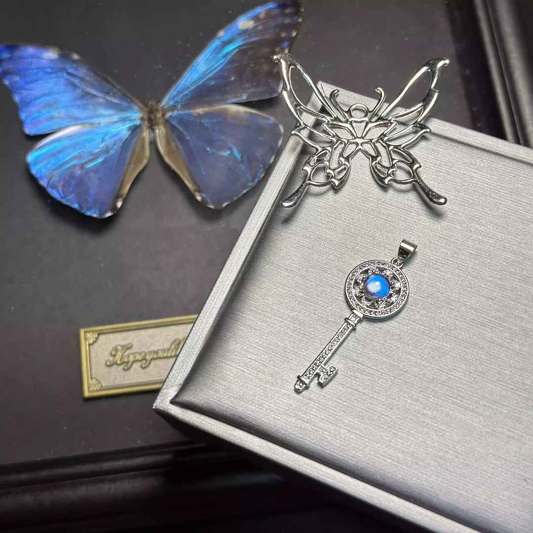 Handmade Genuine Blue Morpho Butterfly Wing Necklace - Unique Specimen Pendant, One-of-a-Kind Botanical Jewelry