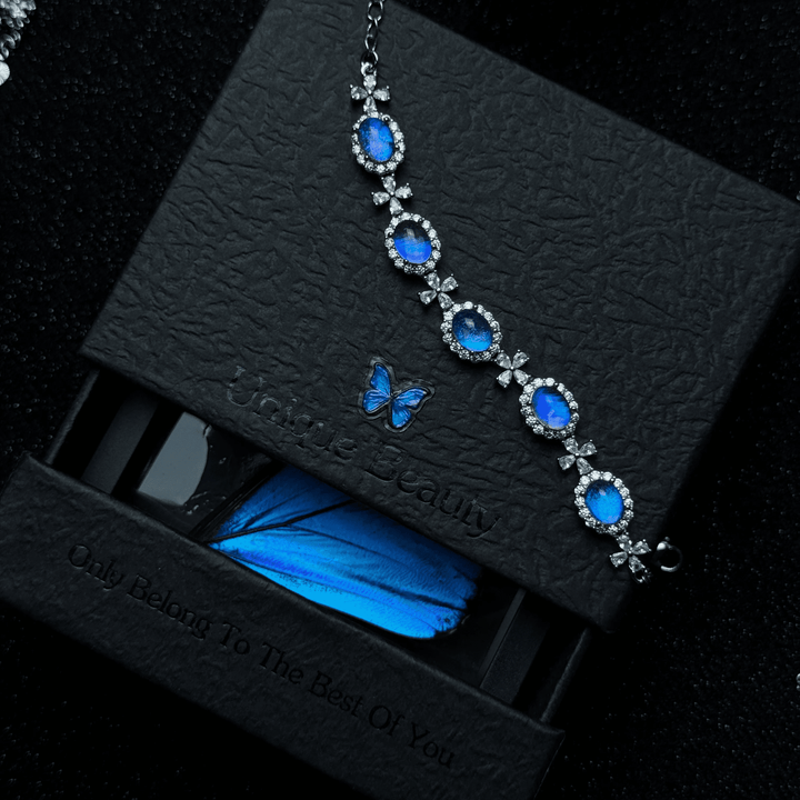 Natural Blue Morpho Shimmering Butterfly Wing Jewelry Set - Romantic Aesthetic Gift for Her