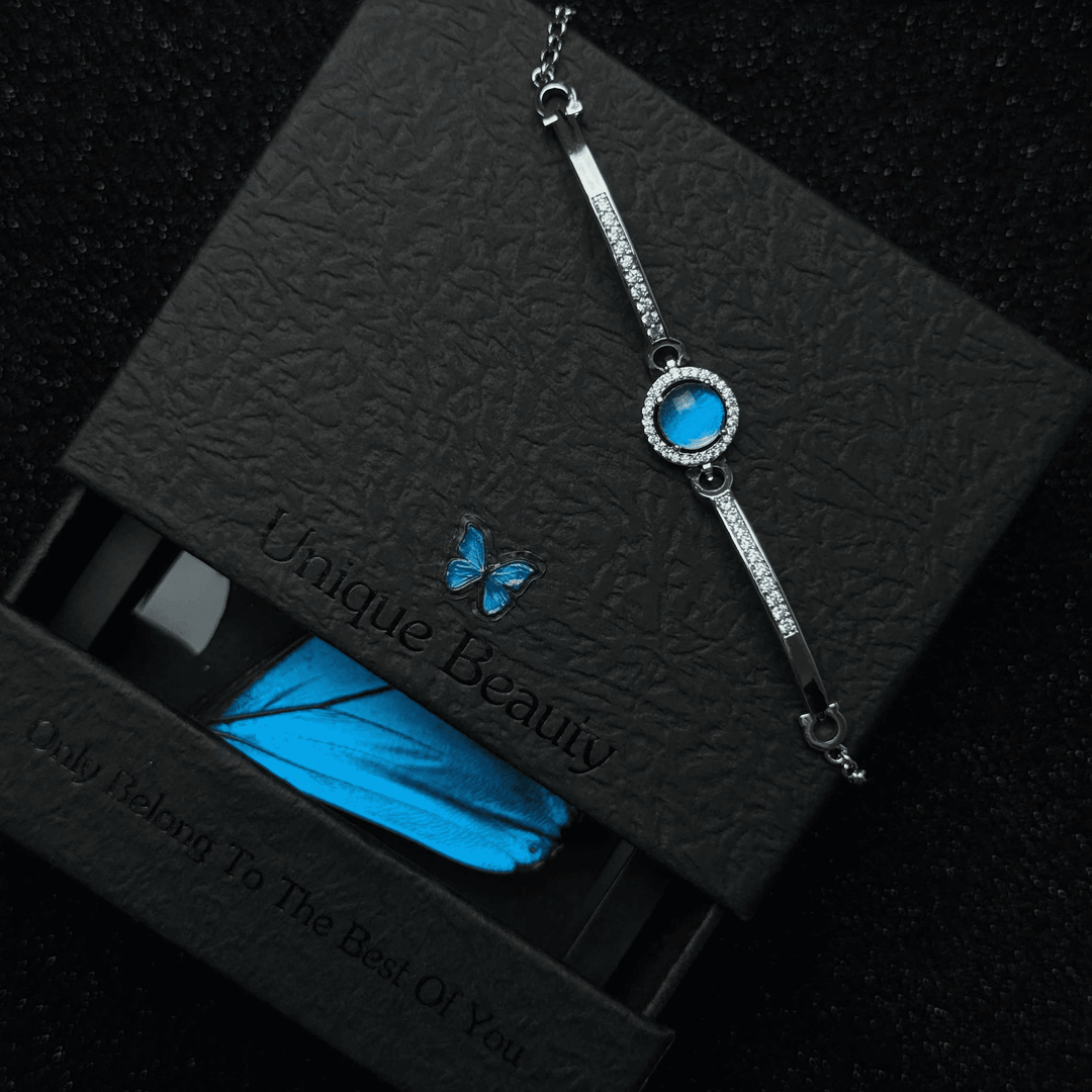 Real Blue Morpho Butterfly Wing Necklace & Bracelet Set - Unique Handmade Gift for Her