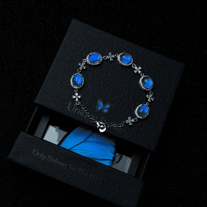 Natural Blue Morpho Shimmering Butterfly Wing Jewelry Set - Romantic Aesthetic Gift for Her