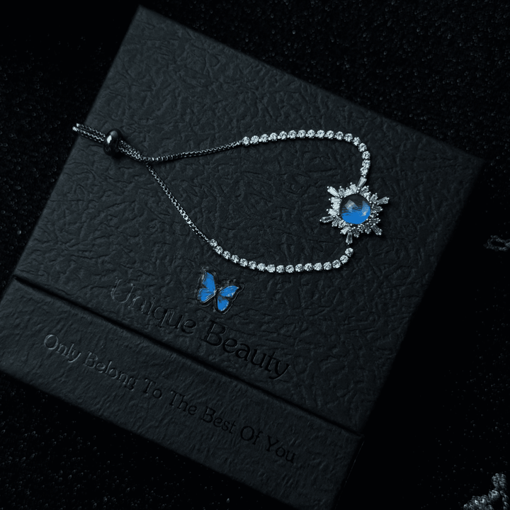 Natural Blue Morpho Shimmering Butterfly Wing Jewelry Set - Romantic Aesthetic Gift for Her