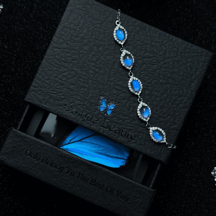 Natural Blue Morpho Shimmering Butterfly Wing Jewelry Set - Romantic Aesthetic Gift for Her