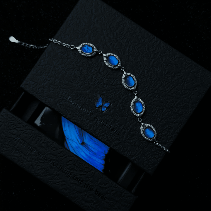 Handcrafted Real Butterfly Wing Jewelry - Exquisite Blue Morpho Necklace