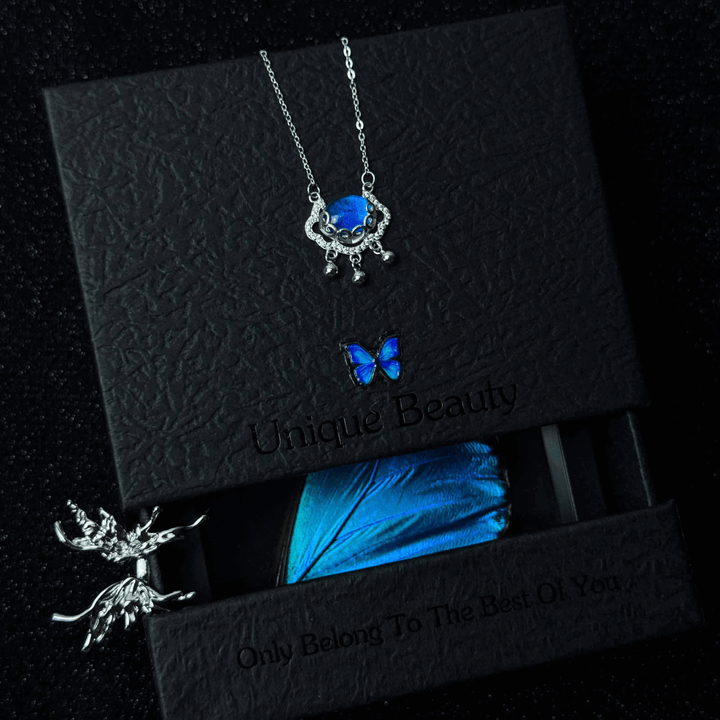 Handcrafted Butterfly Specimen Necklace  An Elegant Light Luxury Gift for Your Girlfriend or Close Female Companion