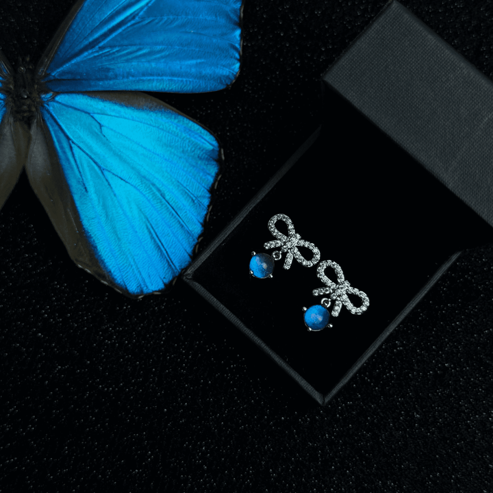 Handmade S925 Sterling Silver Real Blue Morpho Butterfly Wing Stud Earrings - Unique Specimen Jewelry Gift for Her