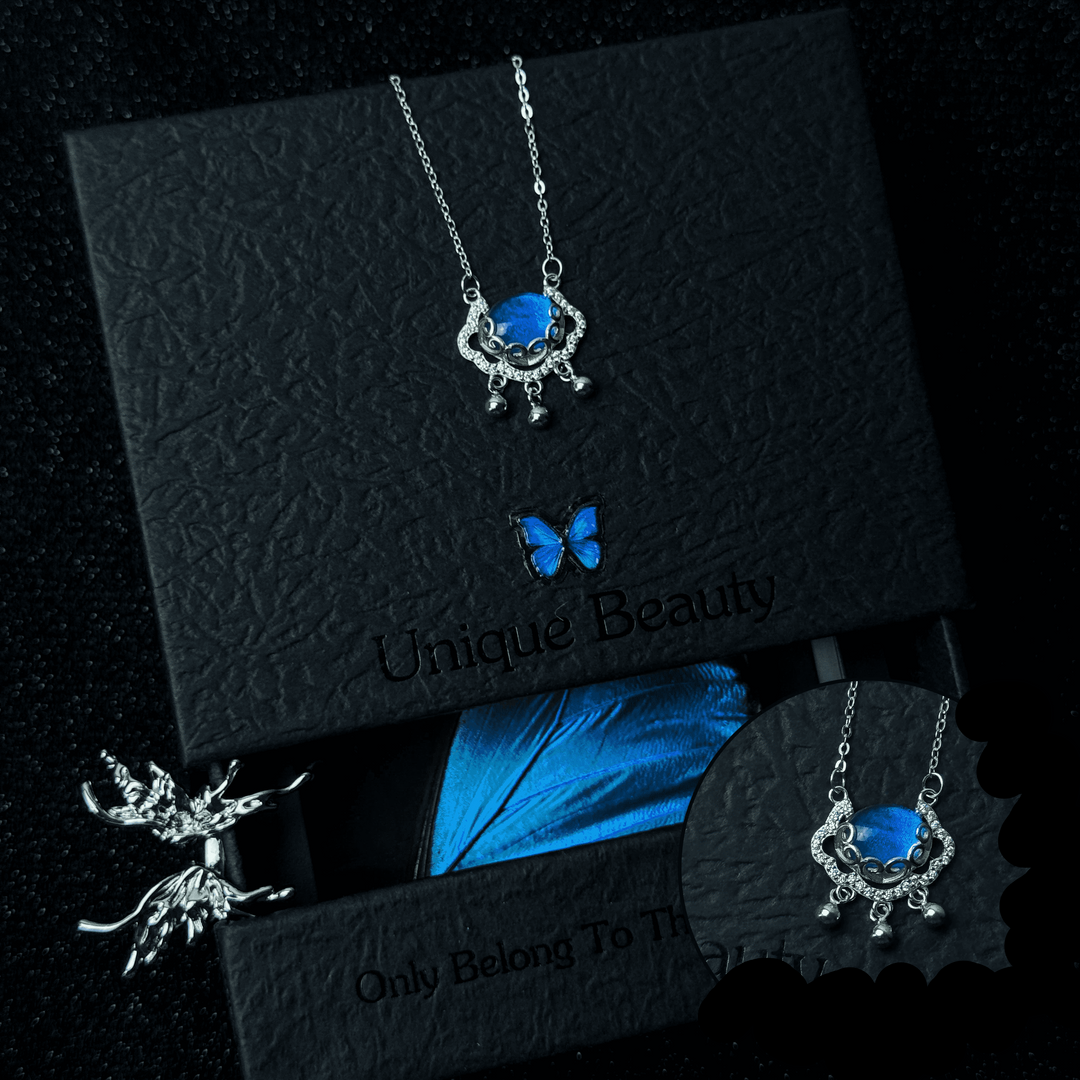 Exquisite S925 Sterling Silver Genuine Blue Morpho Wing Jewelry - Premium Handmade Necklace & Bracelet Gift for Couples and Friends