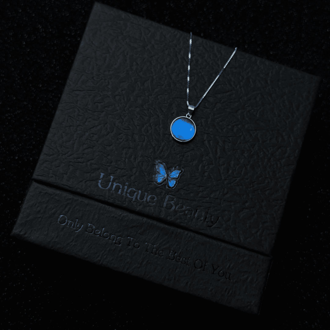 Real Blue Morpho Butterfly Wing Necklace & Bracelet Set - Unique Handmade Gift for Her