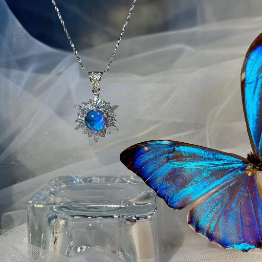 Original Handmade Blue Morpho Butterfly Wing Necklace - Premium Specimen Jewelry, Unique Luxury Birthday Gift for Her