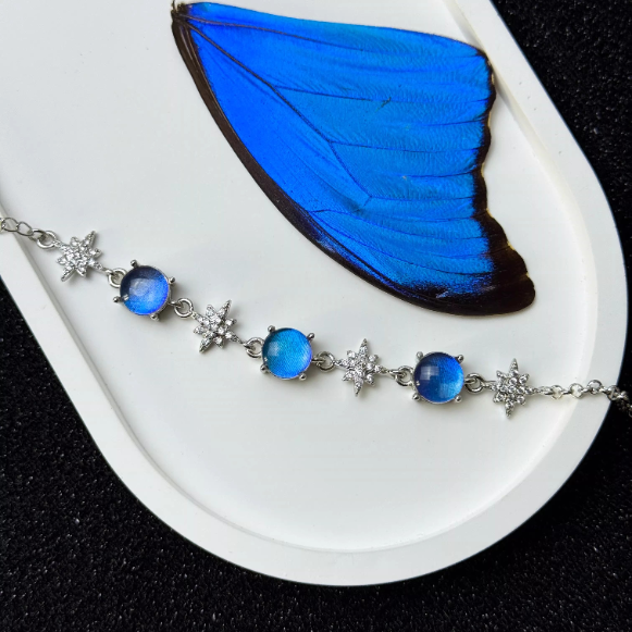 Handmade Real Blue Morpho Butterfly Wing Bracelet - Unique Hello Kitty Inspired Nature Specimen Jewelry, Premium Birthday Gift for Best Friend