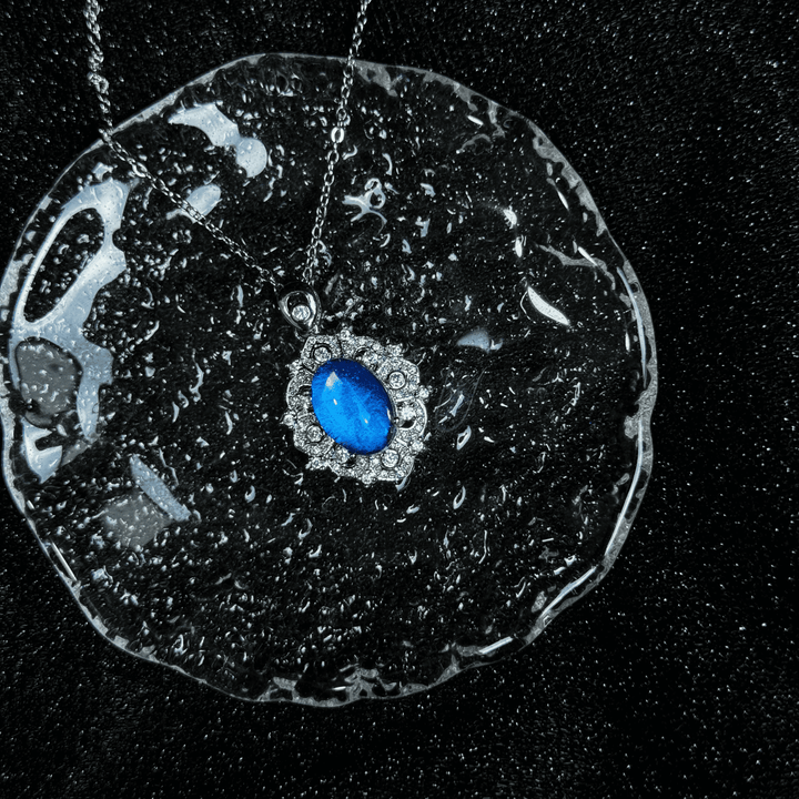Handmade S925 Sterling Silver Real Blue Morpho Butterfly Wing Necklace - Niche High-End Specimen Pendant Gift for Couples