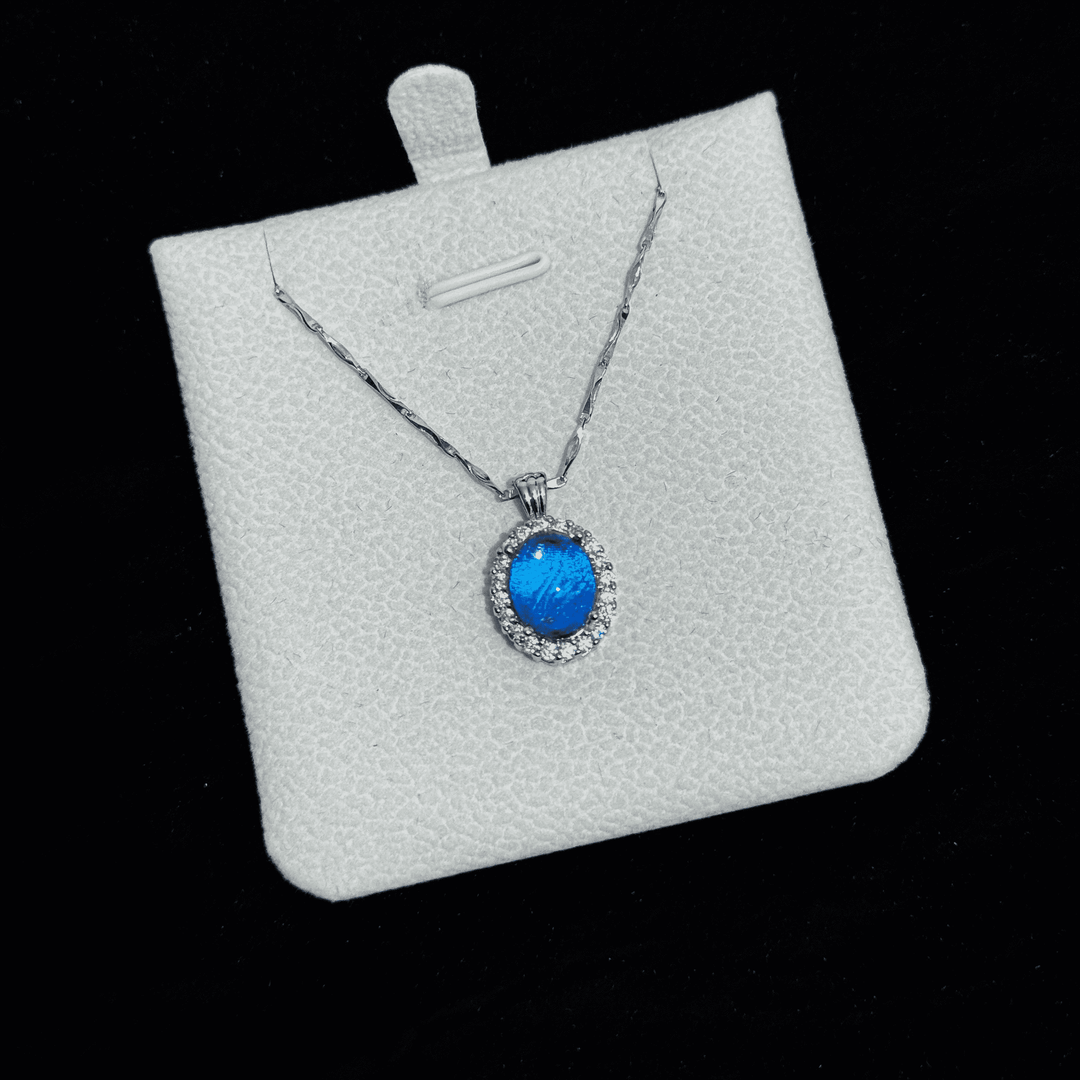 Handmade S925 Sterling Silver Real Blue Morpho Butterfly Wing Necklace - Niche High-End Specimen Pendant Gift for Couples