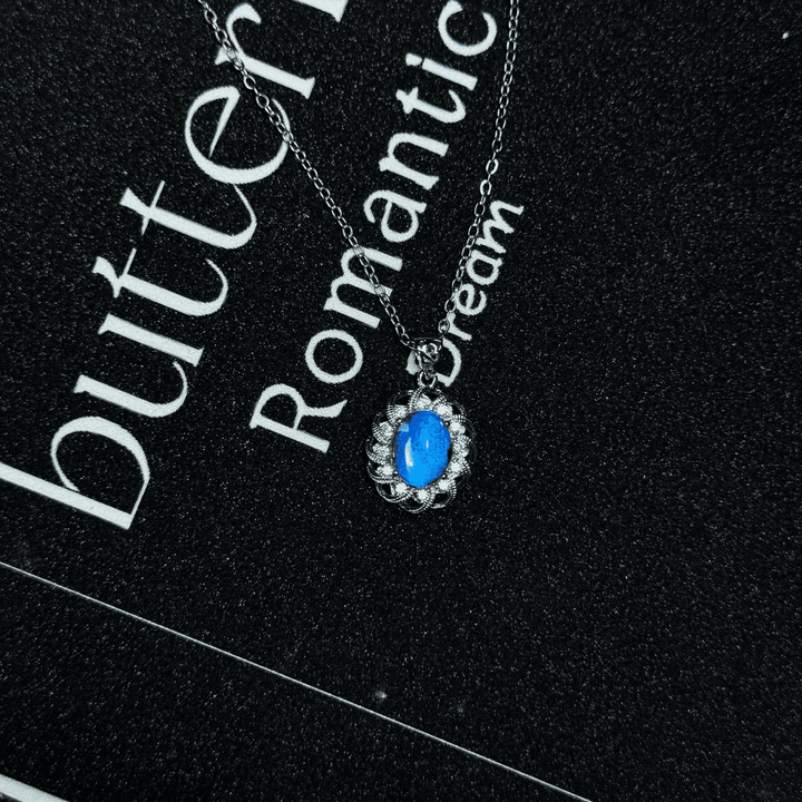 Handmade S925 Sterling Silver Real Blue Morpho Butterfly Wing Necklace - Niche High-End Specimen Pendant Gift for Couples