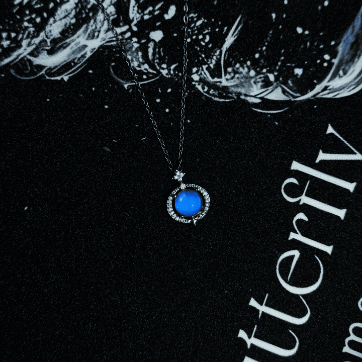 Handmade S925 Sterling Silver Real Blue Morpho Butterfly Wing Necklace - Niche High-End Specimen Pendant Gift for Couples