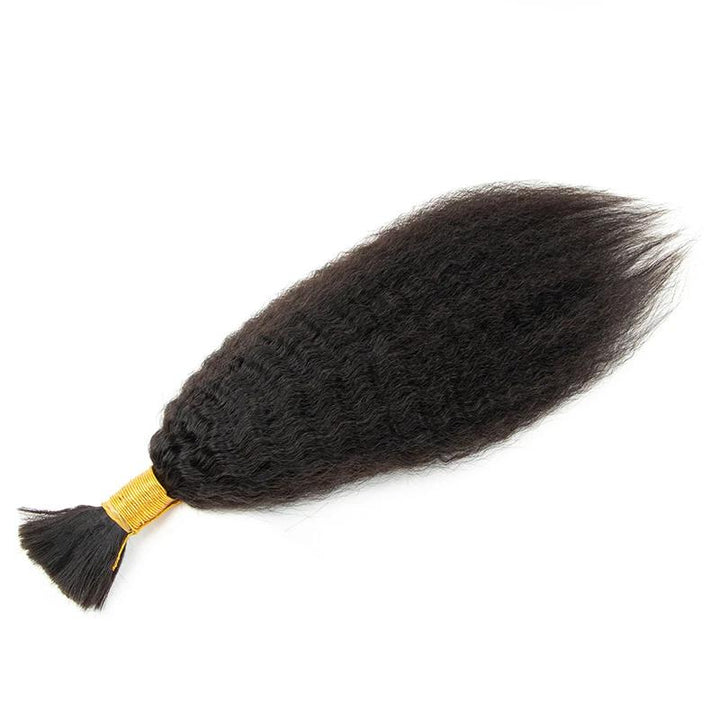 XJ HAIR Raw Black Kinky Straight Human Hair Bulk Extension For Braiding