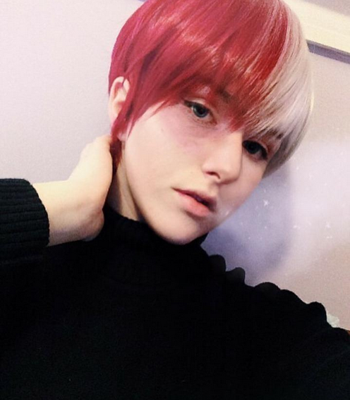 Short Half  White Half Red Cosplay Temperature Synthetic Wig Women Girls Daily Wear Party Cosplay Halloween Costume Music Festival Pride Month