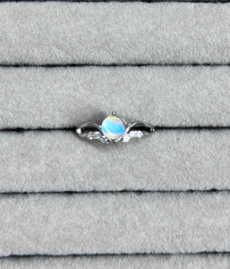 Glowing Night Pearl  Real Blue Morpho Wing Ring - Handmade Nature Specimen Jewelry, Adjustable Open Band, Enchanting Birthday Gift for Her, Aesthetic Treasure