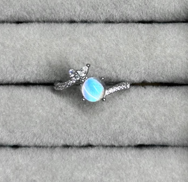 Glowing Night Pearl  Real Blue Morpho Wing Ring - Handmade Nature Specimen Jewelry, Adjustable Open Band, Enchanting Birthday Gift for Her, Aesthetic Treasure
