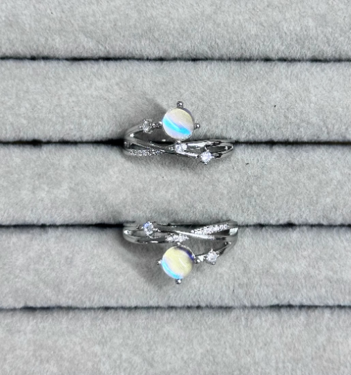 Glowing Night Pearl  Real Blue Morpho Wing Ring - Handmade Nature Specimen Jewelry, Adjustable Open Band, Enchanting Birthday Gift for Her, Aesthetic Treasure