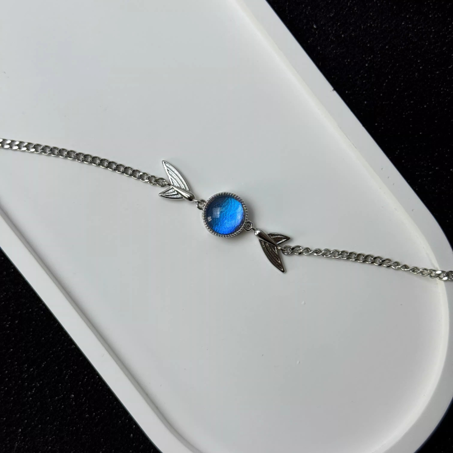 Handmade Real Blue Morpho Butterfly Wing Bracelet - Unique Hello Kitty Inspired Nature Specimen Jewelry, Premium Birthday Gift for Best Friend