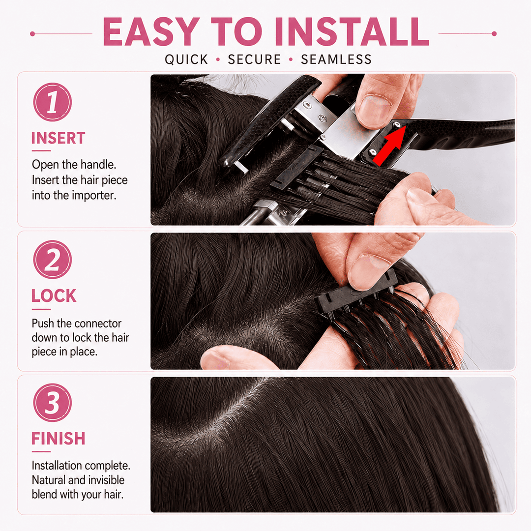 6D Human Hair Extensions 2nd Gen - Real Invisible Seamless No Trace Design,sew in extensions how to Darkest Black