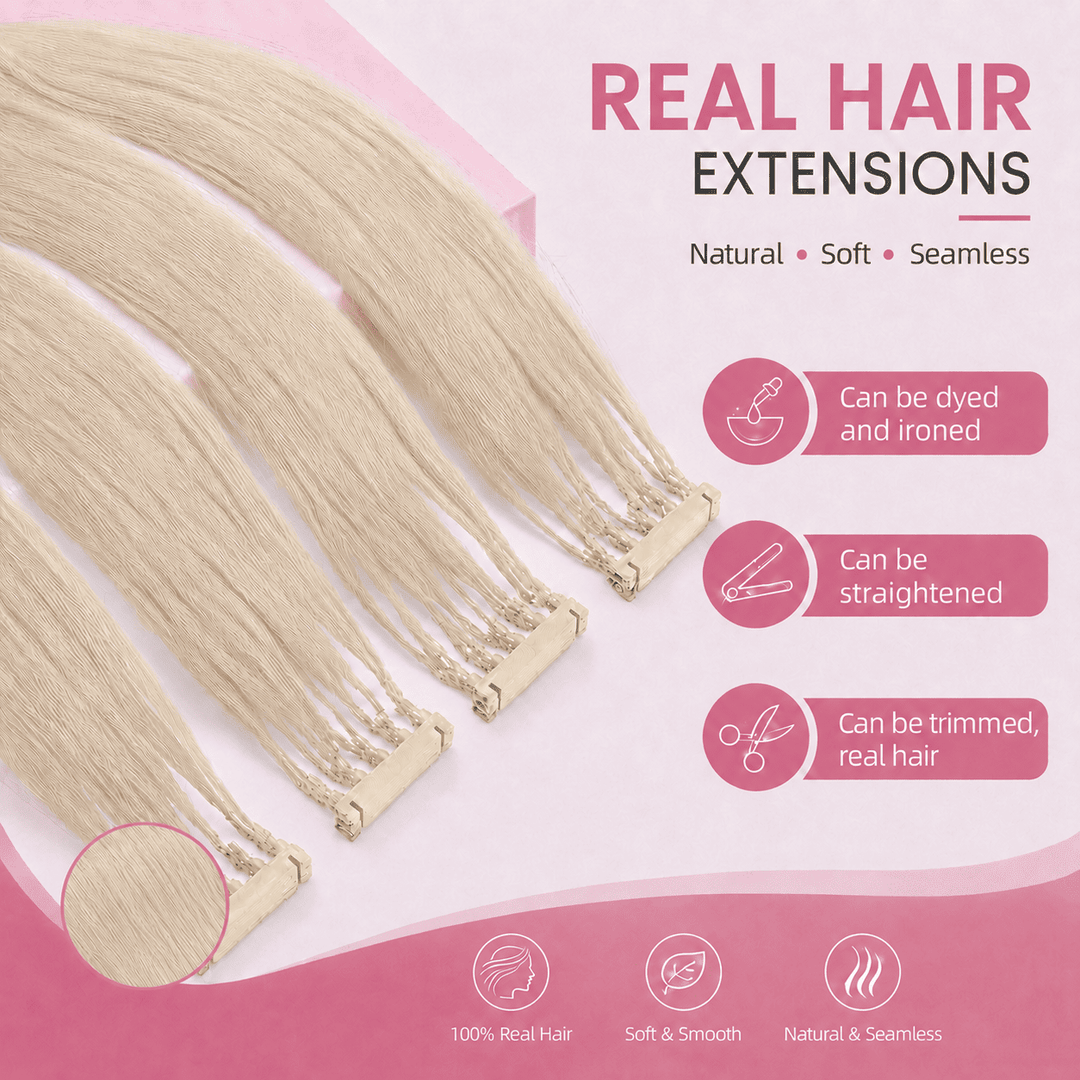 6D Human Hair Extensions 2nd Gen - Real Invisible Seamless No Trace Design,sew in extensions how to Lightest Blonde