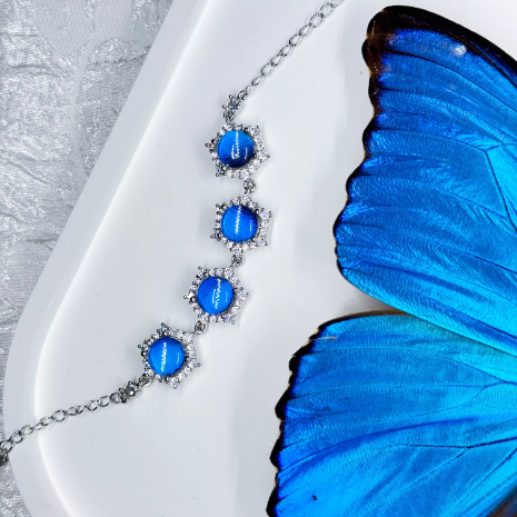 Handmade Real Blue Morpho Butterfly Wing Bracelet - Unique Hello Kitty Inspired Nature Specimen Jewelry, Premium Birthday Gift for Best Friend