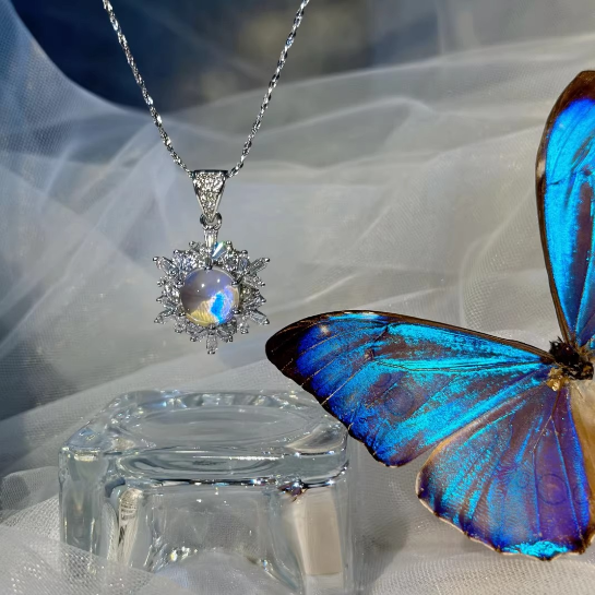Original Handmade Blue Morpho Butterfly Wing Necklace - Premium Specimen Jewelry, Unique Luxury Birthday Gift for Her