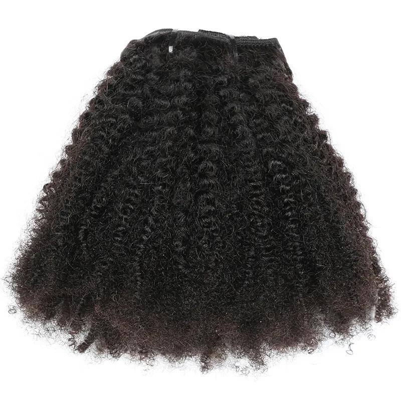 XJhair Afro Curly Clip in Human Hair Extensions