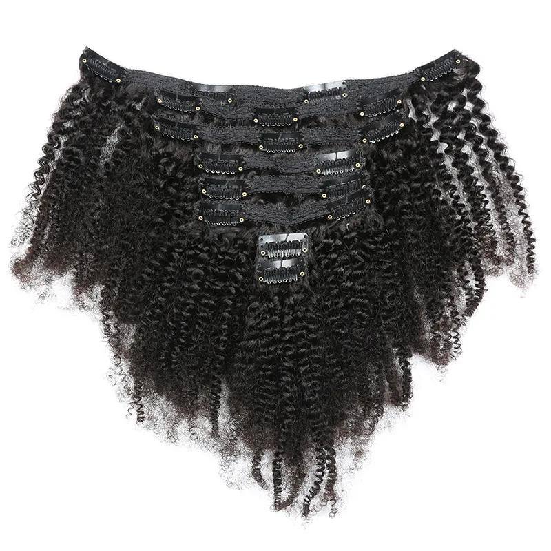 XJhair Afro Curly Clip in Human Hair Extensions