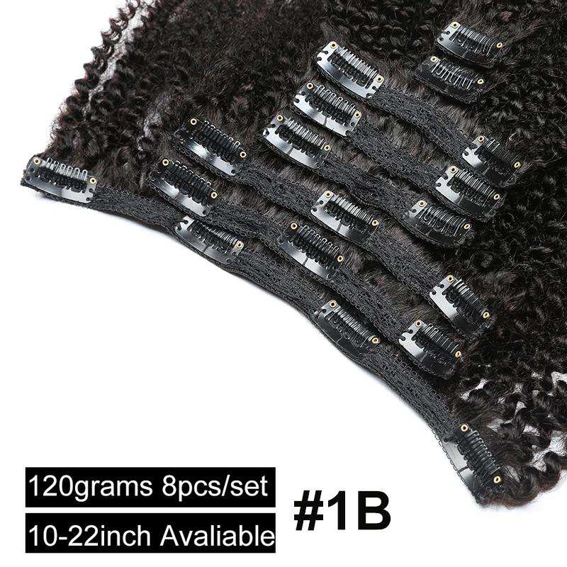 XJhair Afro Curly Clip in Human Hair Extensions