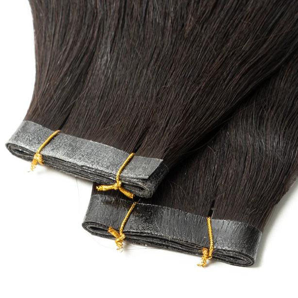 XJ HAIR Raw Black Yaki Long PU Weft Tape In Hair Extensions