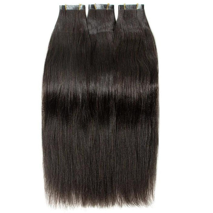 XJ HAIR Raw Black Yaki Long PU Weft Tape In Hair Extensions