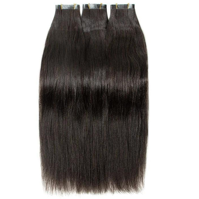 XJ HAIR Raw Black Yaki Long PU Weft Tape In Hair Extensions